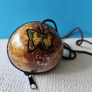 Vintage Coconut Purse with Strap